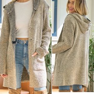 Soft Tweed hooded Cardigan like new worn one time